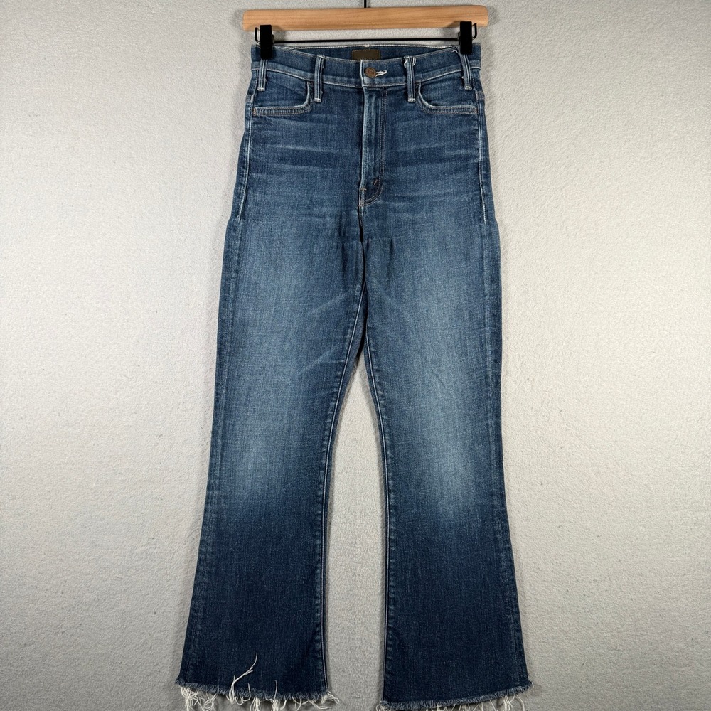 Mother Hustler Ankle Fray Jeans Partners Undercover High Rise Flare 25 1117-383